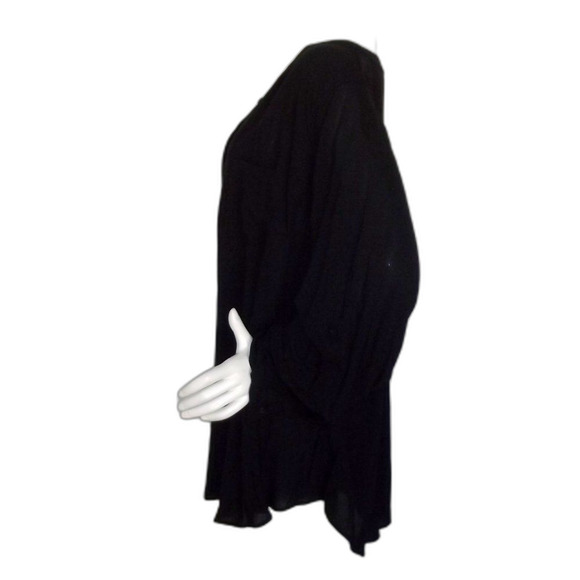 new TORRID Top, 4/4X, Black, Long Tab Sleeve, Pockets, Challis Pullover - Picture 9 of 15